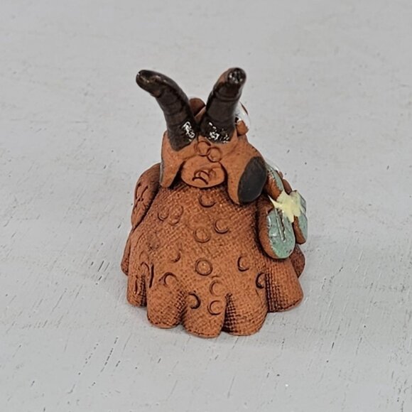 Whimsical Handmade Goat Figurine With Flower Miniature - Picture 3 of 8